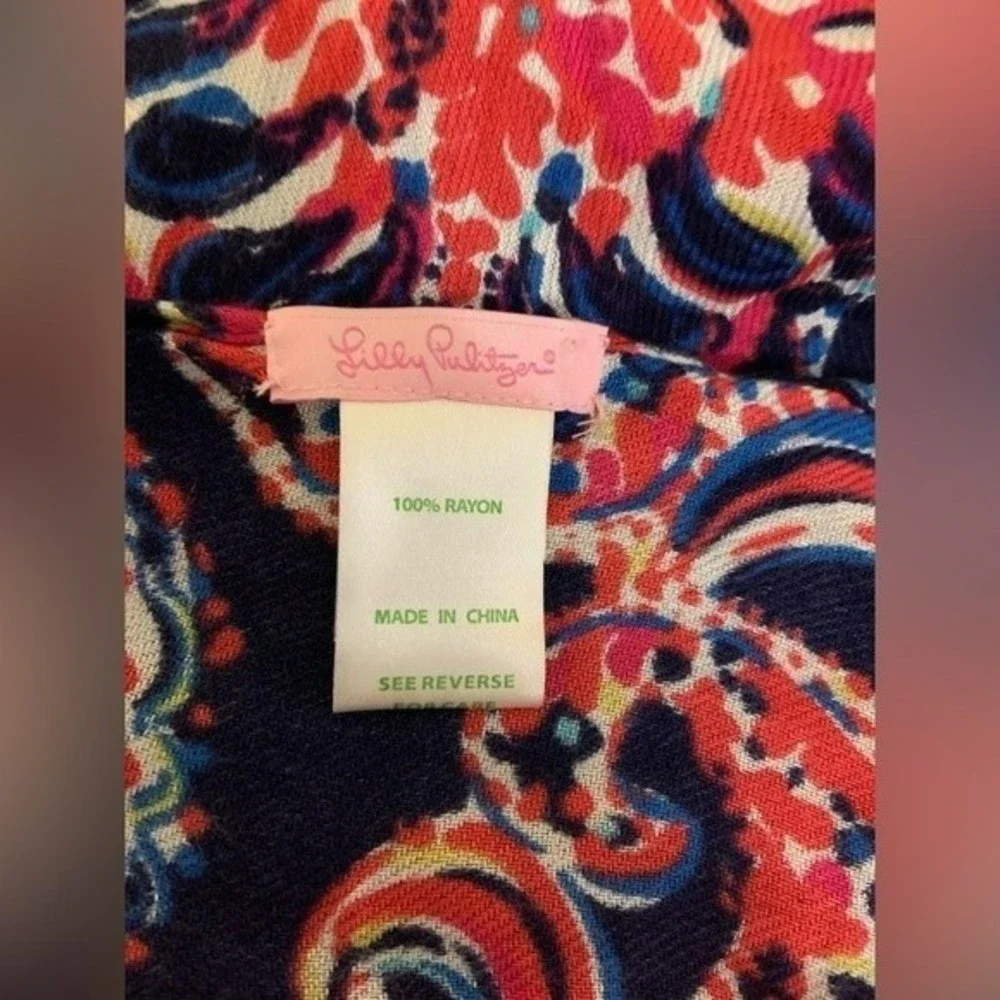 Lilly Pulitzer oversized wrap shawl scarf in navy and pink Resort collec…